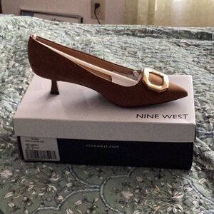Nine West Brown Kitten Heel Pumps